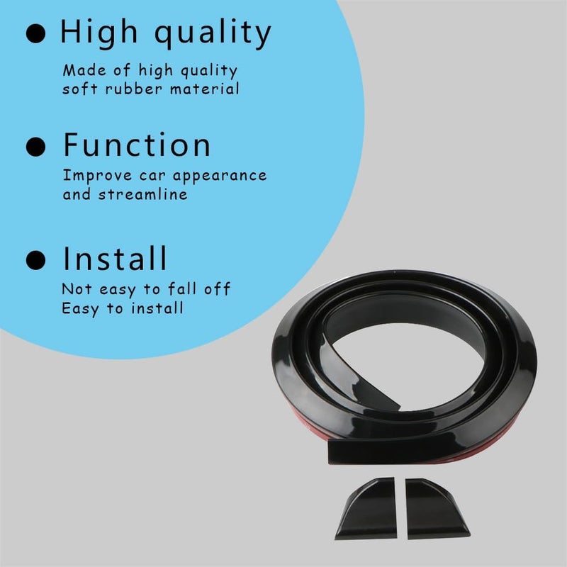 CHRYMUM Car Rear Spoiler Roof Lip Kit, Carbon Fiber 3D Rubber Trunk Spoiler Trim Strip, Car Rear Spoiler Kit, Auto Exterior Accessories Punch-Free Installation for Most Cars - Image 3